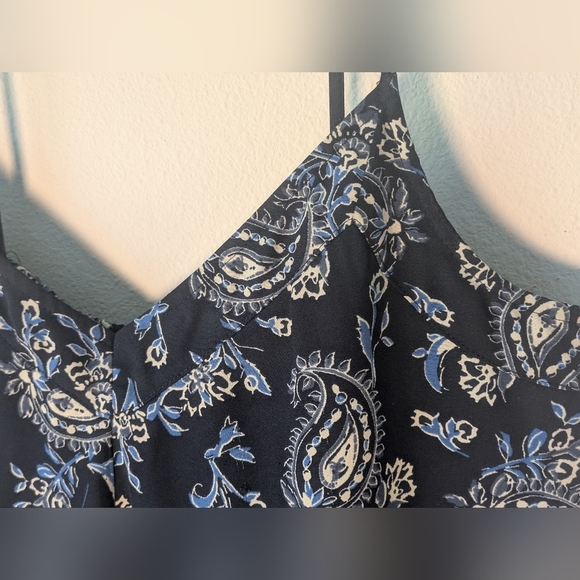 Abercrombie and Fitch Navy Blue Paisley Spaghetti Strap Slip Dress Size M - Picture 4 of 11